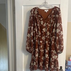 Gilli Brown Floral Midi Dress